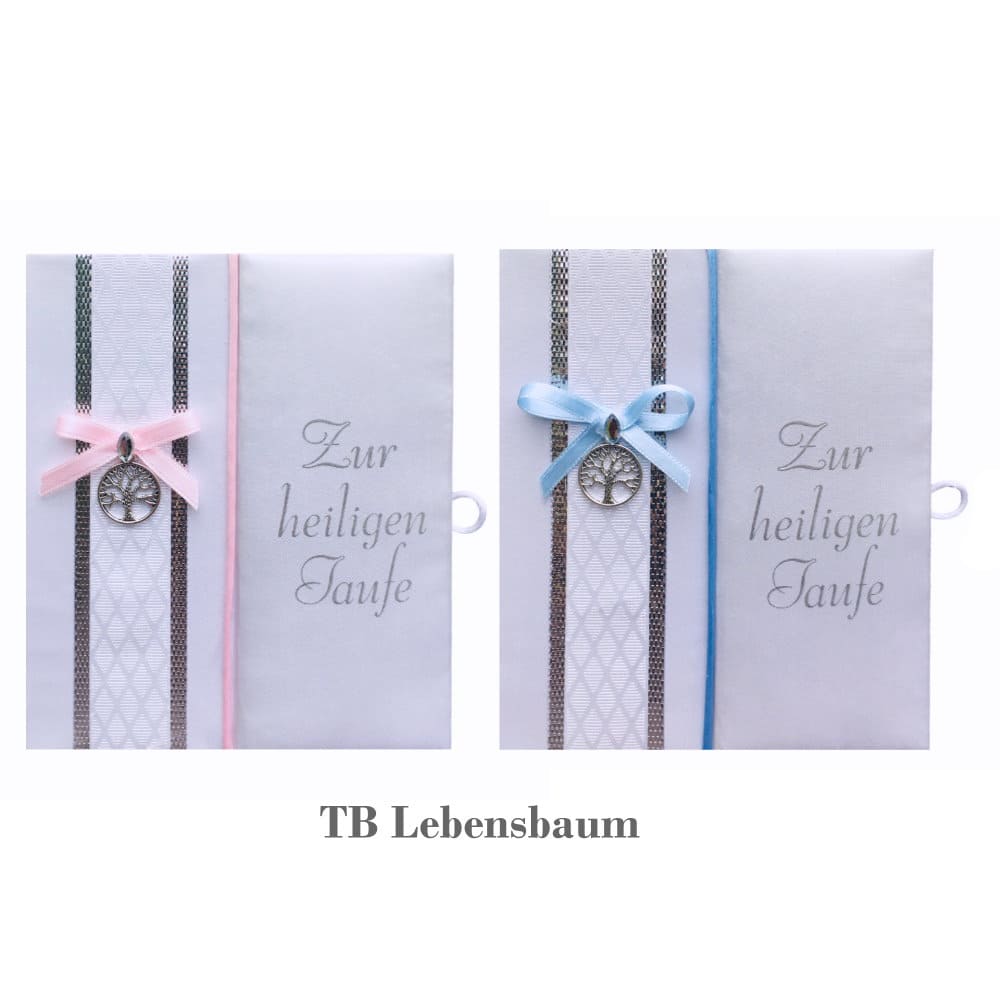 Taufbuch mit Lebensbaum in rosa oder blau
