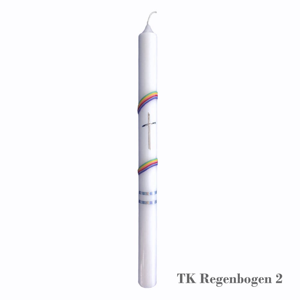 Taufkerze in Regenbogendesign