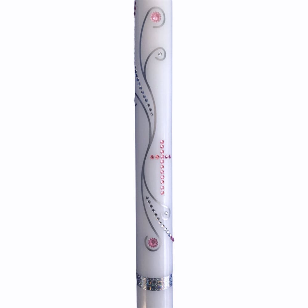 Taufkerze für Mädchen in rosa mit Strass