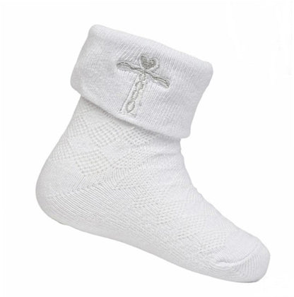 Taufsocken in weiss mit Kreuz
