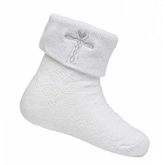 Taufsocken in weiss mit Kreuz