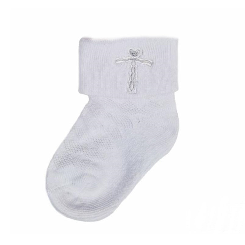 Taufsocken in weiss mit Kreuz