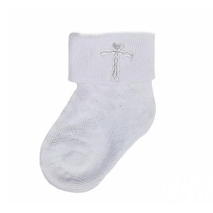 Taufsocken in weiss mit Kreuz