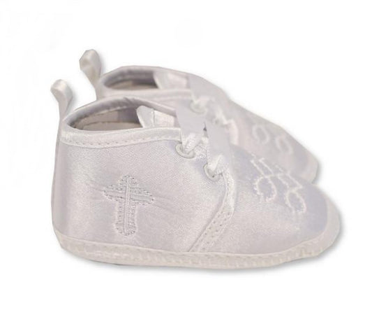 Taufschuhe in weiss mit Kreuz