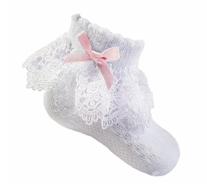 Söckchen mit Masche rosa oder weiss