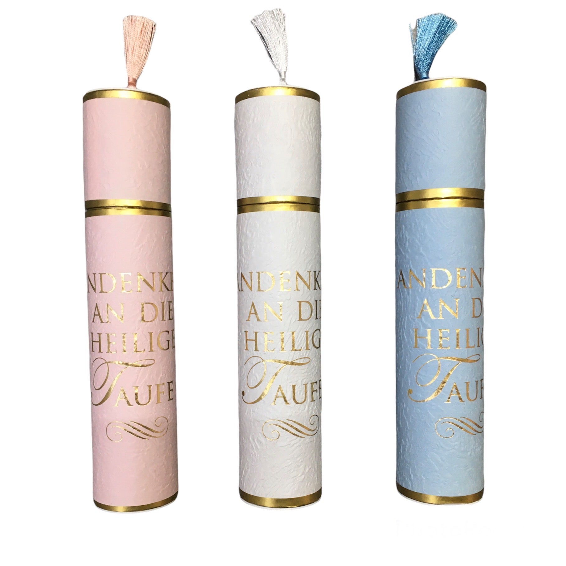 Taufrollen blau, rosa oder weiss bei wichtelmode