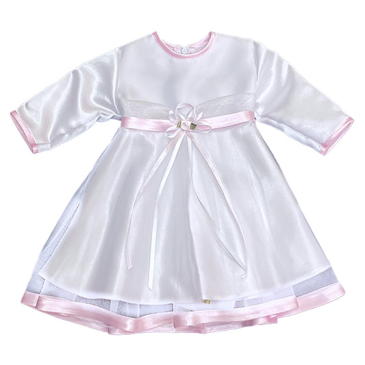taufkleid  rosa weiss