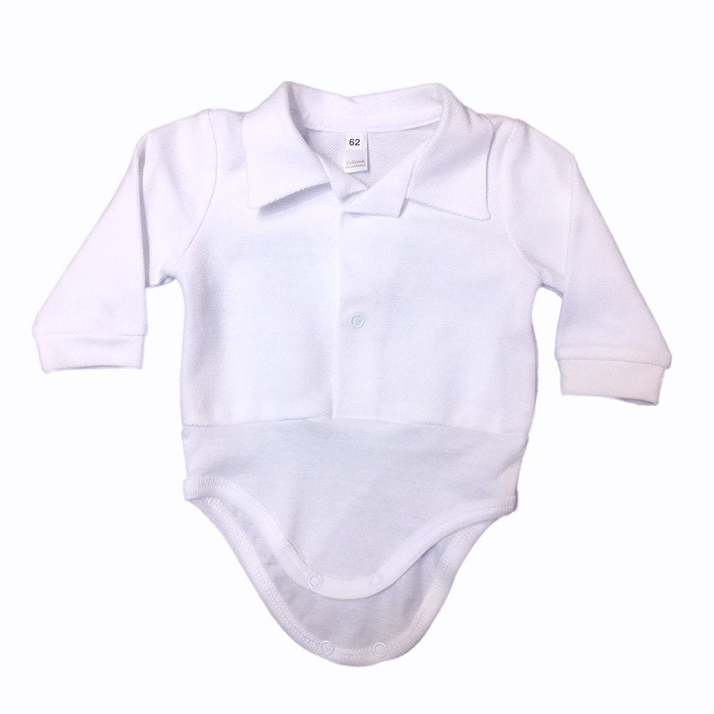 Taufbody body weiss Poloshirtoptik bei Wichtelmode