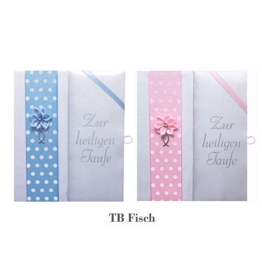 Taufbrief Fisch rosa blau