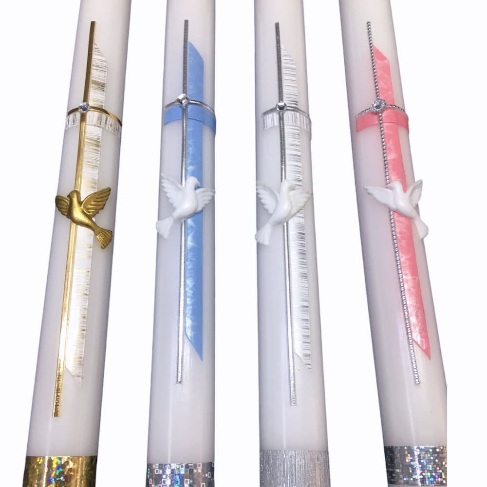 Taufkerzen silber gold rosa blau