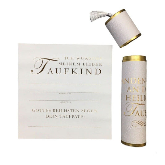 Taufrolle weiss mit Goldvordruck